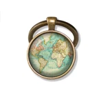 World Map Traveler Earth Lover - Glass Pendant Keychain Ring Gift For Him. Fixed Price $10.69.