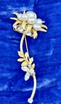 Vtg Original By Robert Brooch Pendant Flower Floral Rhinestone & Pearl Gold. Fixed Price $115.00.