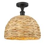 Innovations Lighting 516-1C-13-12 Woven Ratan Semi-flush Oiled Brass. Fixed Price $195.36.