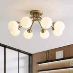 Huoku Sonrisa 27 In. Brass Semi-flush Mount Chandelier W/ Opal Glass Shades. Fixed Price $149.95.