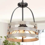 Lnc Martin 4LIGHT Brushed Silver & Distressed Wood Tone Farmhouse Bell Pendant. Fixed Price $109.76.