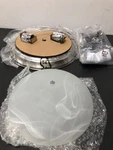 Width 2 Light Flush Mount Ceiling Fixture - Satin Platinum / White Alabaster. Fixed Price $32.35.