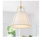 Huoku Modern Farmhouse 4-LIGHT Brass Pendant White Fabric Shade Kitchen. Fixed Price $109.90.