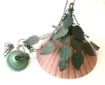 Fredrick Ramond Hanging Glass Kitchen Lamp With Metal Leaves Ceiling Fixture. Fixed Price $125.00.