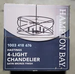 Hampton Bay Hastings 4-LIGHT Chandelier Satin Bronze Finish 1003 418 676. Fixed Price $80.00.