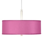 Nickel Pendant Chandelier 16" Modern Pink Orchid Faux Silk 3-LIGHT House Foyer. Fixed Price $274.99.