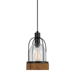 Cal Lighting Beacon Glass Pendant, Dark Bronze Wood FX-3584-1P. Fixed Price $205.00.