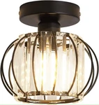 Yyjlx Semi Flush Mount Ceiling Light Fixture, Crystal & Iron Chandelier, Black. Fixed Price $19.95.