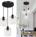 3-LIGHTS Pendant Fixture, Hanging Kitchen Island, Black. Fixed Price $48.95.