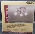 Portfolio 3-HEAD Flushmount Ceiling Fixture Brushed Stainless New #17982-001. Fixed Price $39.99.
