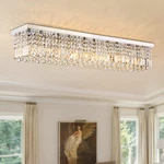 Siljoy Modern Crystal Chandelier 10-LIGHTS Rectangular Flush Mount Pendant Ce.... Fixed Price $366.43.