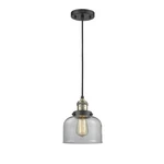 Innovations 1 Light Mini Pendant, Black Antique Brass Finish, Clear Large Bell. Fixed Price $156.00.