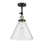 Innovations X-large Cone Light Semi-flush, Bk Brass/seed 201F-BAB-G44-L. Fixed Price $332.20.