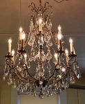 French Louis Xvi Style Chrome & Crystal 12 Light Chandelier Possibly Schonbek. Fixed Price $1800.00.
