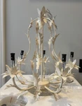 French Country Floral Tole 5-LIGHT Crystal Chandelier Ivory Cream Cottage Chic. Fixed Price $249.99.