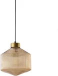 Zttech 9.8'' 11.8'' Glass Pendant Light Brass Base Hanging Lamp Stripe Decorated. Fixed Price $53.39.