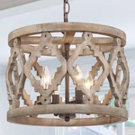 Ruziniu Farmhouse Chandelier For Dining Room, Wood Pendant Lighting Kitchen. Fixed Price $302.34.