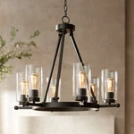 Holman Bronze Wagon Wheel Chandelier 26 3/4" Wide Farmhouse 6-LIGHT Fixture. Fixed Price $474.99.
