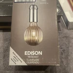 Electric Edison 1-LIGHT Chrome Hanging Pendant With Red Fabric Cord, No Bulb. Fixed Price $14.19.