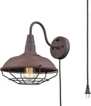 Claxy Lighting Industrial Rust Wall Sconce Plug-in Cage Hardwired. Fixed Price $52.99.