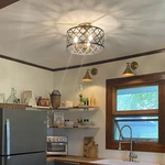 Kira Home Sutton 16" 3-LIGHT Modern Semi-flush Mount Ceiling Light, Metal Drum. Fixed Price $48.00.