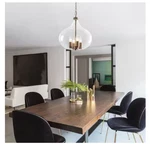 Adsensty 13.39 In. Modern 4-LIGHT Brass Candle Chandelier With Clear Glass Shade. Fixed Price $55.93.