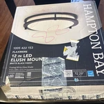 Hampton Bay Flaxmere 12IN Modern Matte Black Led Flush Mount. Fixed Price $15.00.