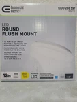 Commercial Electric 12 White Round Closet Light Led Flush Mount Ceiling. Fixed Price $51.71.