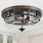 Lnc Morice 13.5 In. 3-LIGHT Bronze Flush Mount Ceiling Aged Oak Plate. Fixed Price $289.95.