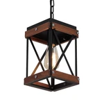Fivess Lighting Rustic Farmhouse Pendant With Wood And Metal Cage, One-.... Fixed Price $54.13.