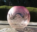 Antique Veritas Etched Cranberry Pink Glass Oil Lamp Globe/shade 4" Gallery. Fixed Price $268.69.