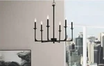 Hampton Bay Highgate 6-LIGHT Matte Black Chandelier Without Glass Shade. Fixed Price $43.40.