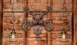 Custom Vintage Rustic Farmhouse Hay Trolley & Pulley Edison Bulb Pendant Light. Fixed Price $1199.95.