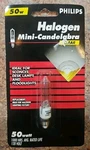 Philips BC50Q-CL Halogen T4 Mini Candelabra Light Bulb 50W New 120 Volt. Fixed Price $15.89.