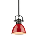 Duncan 1-LIGHT Black Mini-pendant And Rod With Red Shade By Golden LIGHTING(950). Fixed Price $49.99.
