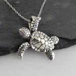 Baby Sea Necklace - 925 Sterling Silver 3D Pendant Marine Turtles. Fixed Price $38.00.
