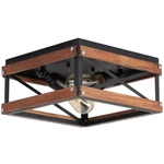 2 Lights Rustic Farmhouse Flush Mount Fixture Metal And Wood Black. Fixed Price $39.59.