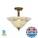 Dale Tiffany TM100553 Art Glass Three Light Flush Mount Johanna Collection Brass. Fixed Price $296.91.